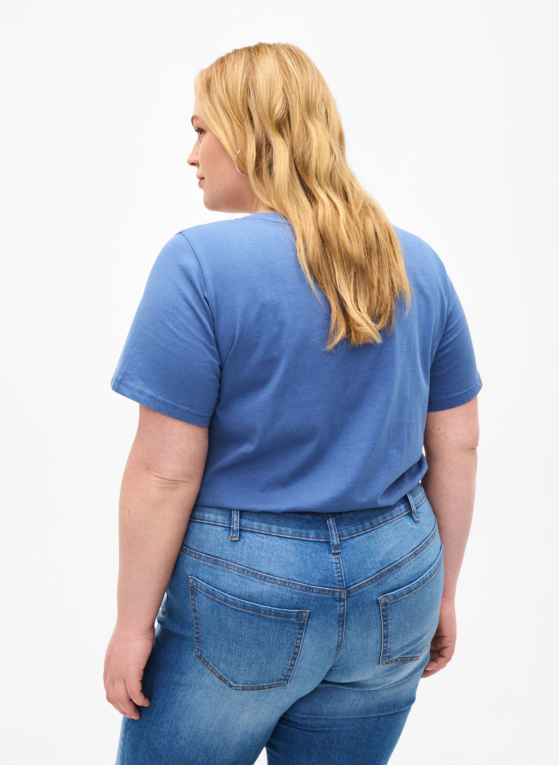 Zizzi T-shirt med textmotiv, Moonlight B. W.Navy, Model image number 1