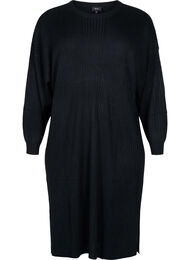 Överdimensionerad stickad klänning med slits, Black
