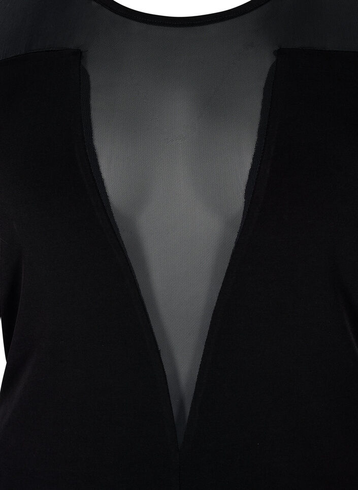 Kroppsnära body med mesh, Black, Packshot image number 2