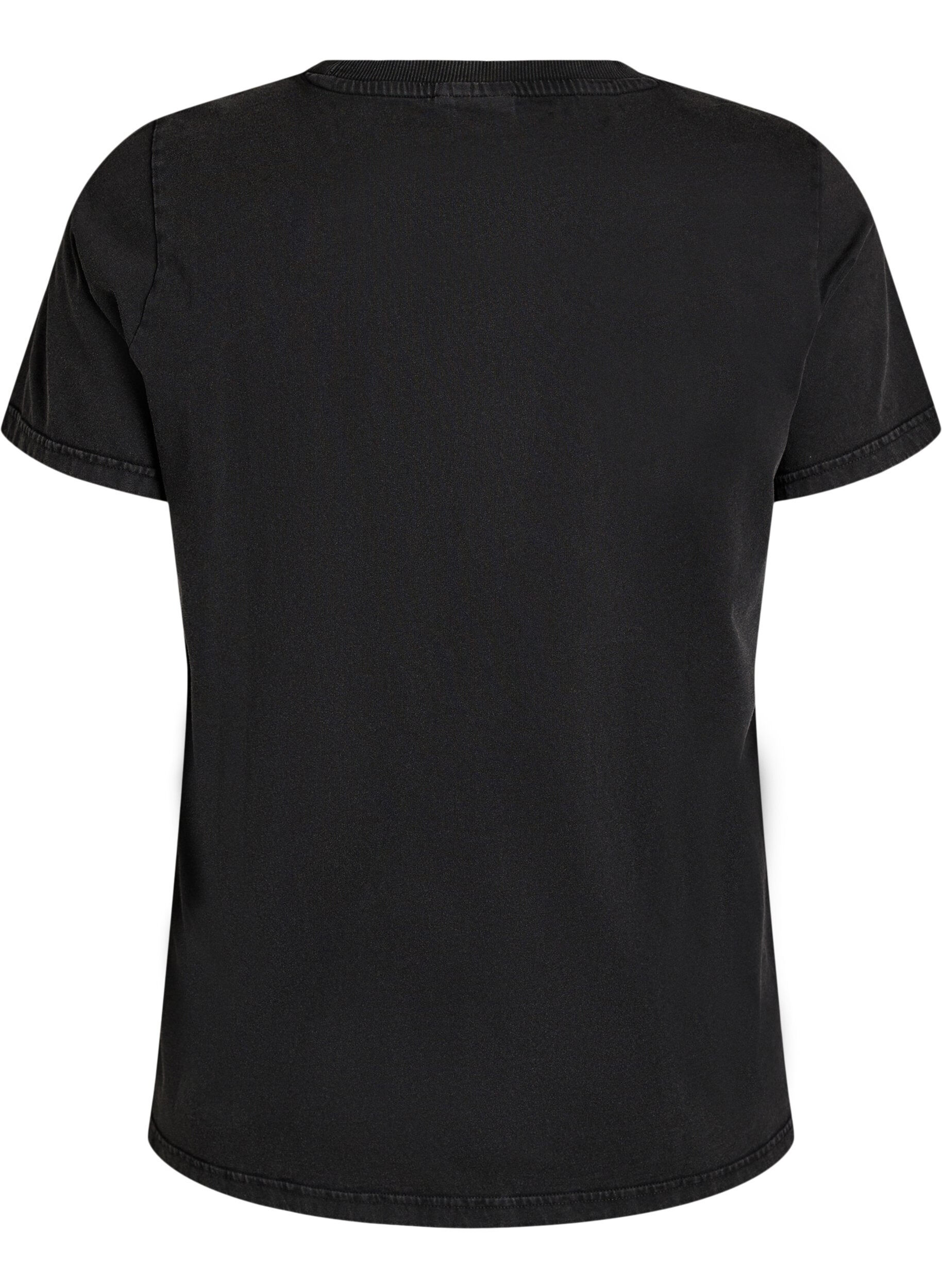 ZizziT-shirt med hundtryck och tv&auml;ttad look, Gr&aring;, Packshot image number 1