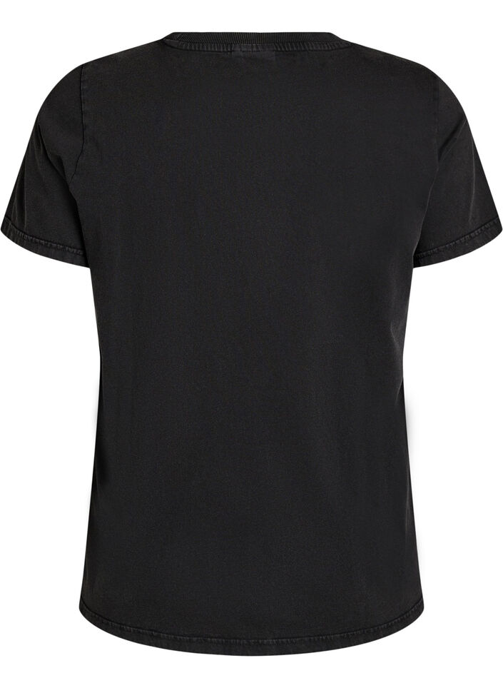 T-shirt med hundtryck och tv&auml;ttad look, Gr&aring;, Packshot image number 1