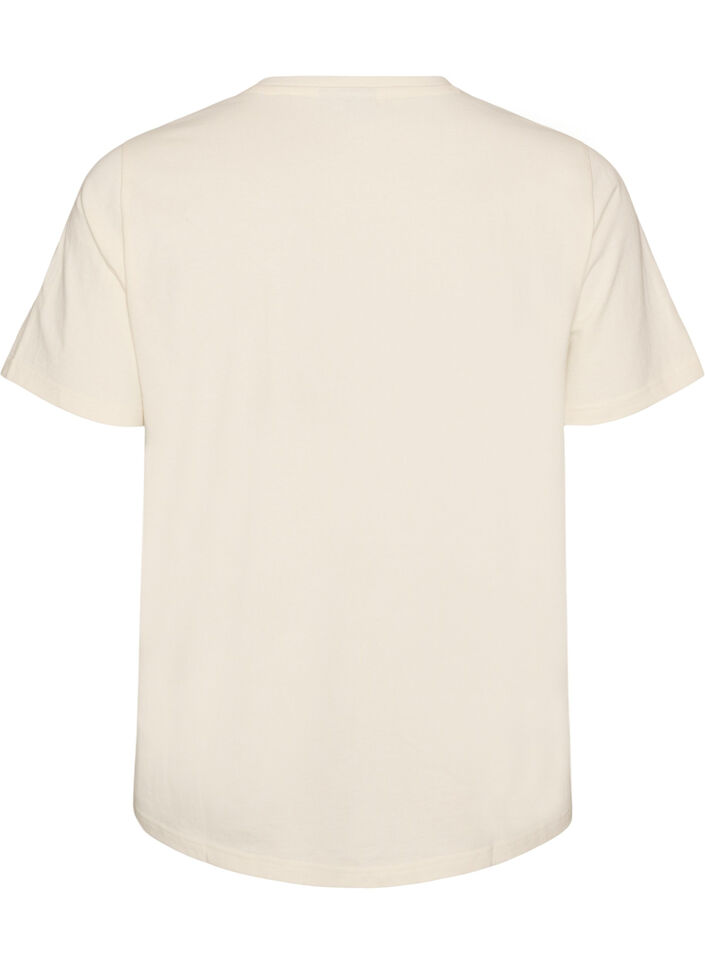 T-shirt i bomull med texttryck, Vit, Packshot image number 1
