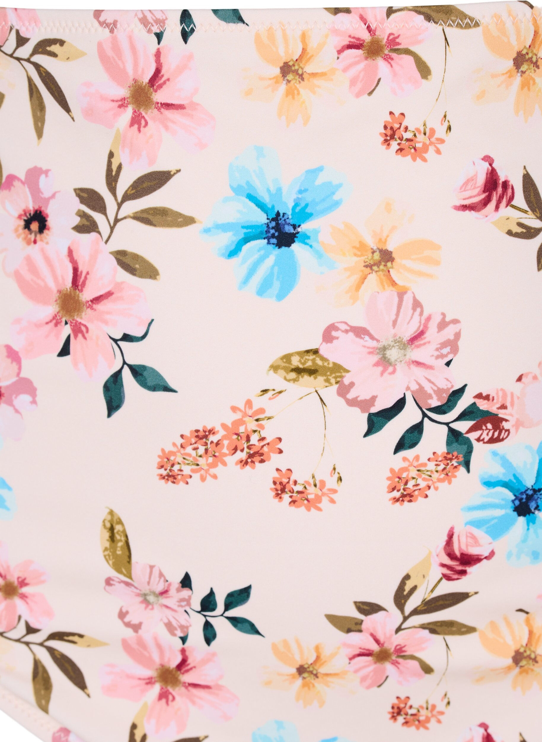 Zizzi Bikinitrosa med extra h&ouml;g midja och blomstertryck, Beige, Packshot image number 2