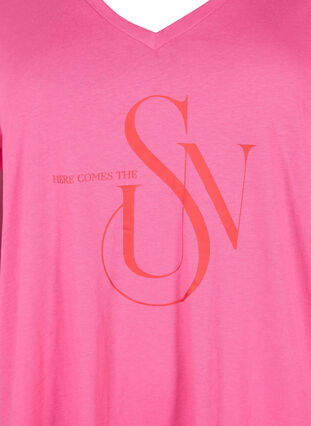 T-shirt i bomull med tryck, Shocking Pink SUN, Packshot image number 2