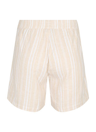 Randiga shorts i linne- och viskosblandning, Beige White Stripe, Packshot image number 1