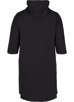 Printad sweatklänning med 3/4 ärmar, Black, Packshot image number 1