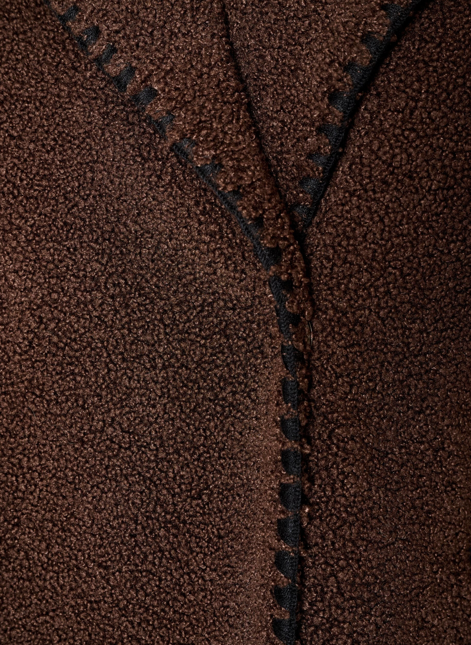 ZizziTeddyjacka med kontrastdetaljer, Brun, Packshot image number 3