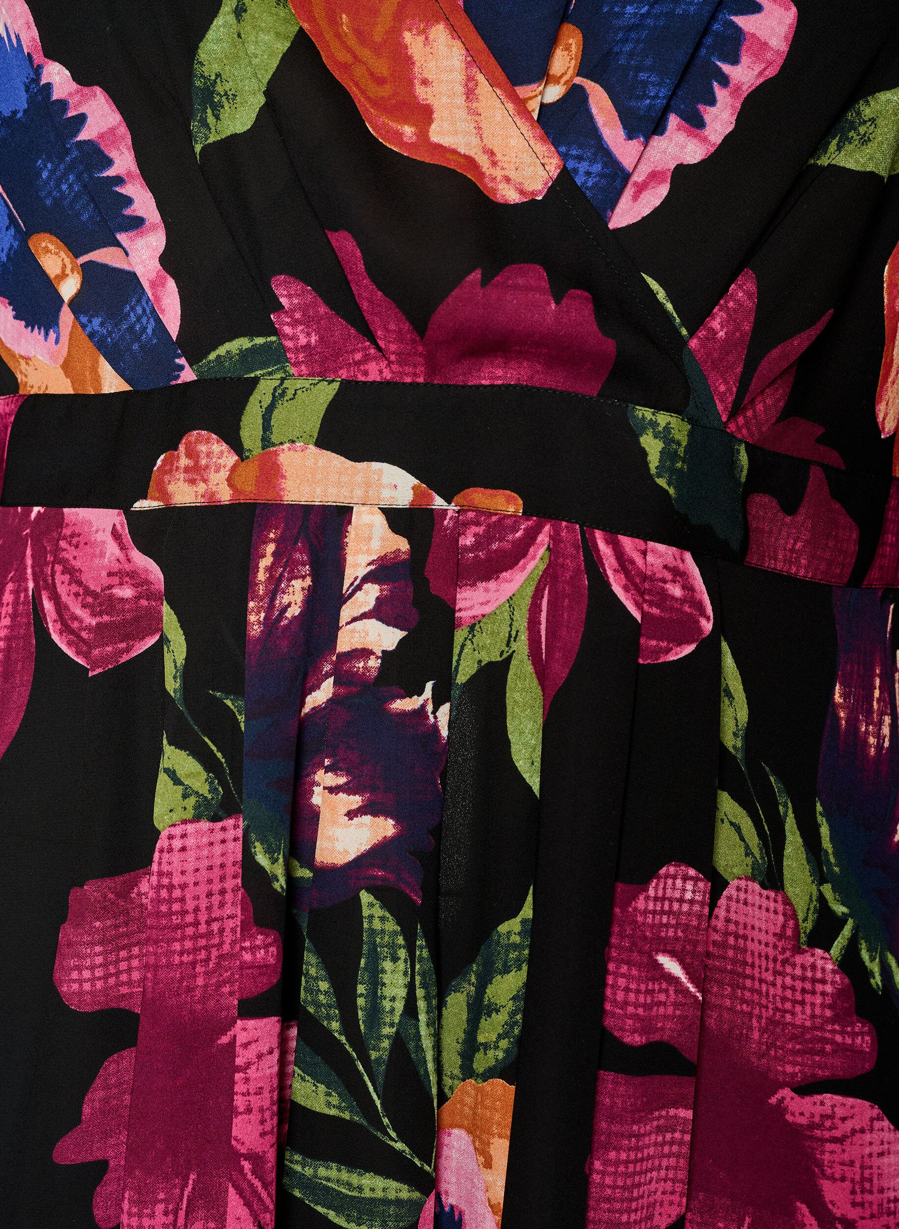 ZizziMaxikl&auml;nning med omlottringning och l&aring;nga &auml;rmar, Svart, Packshot image number 2