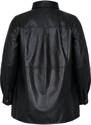 Läderskjorta med knappar, Black, Packshot image number 1