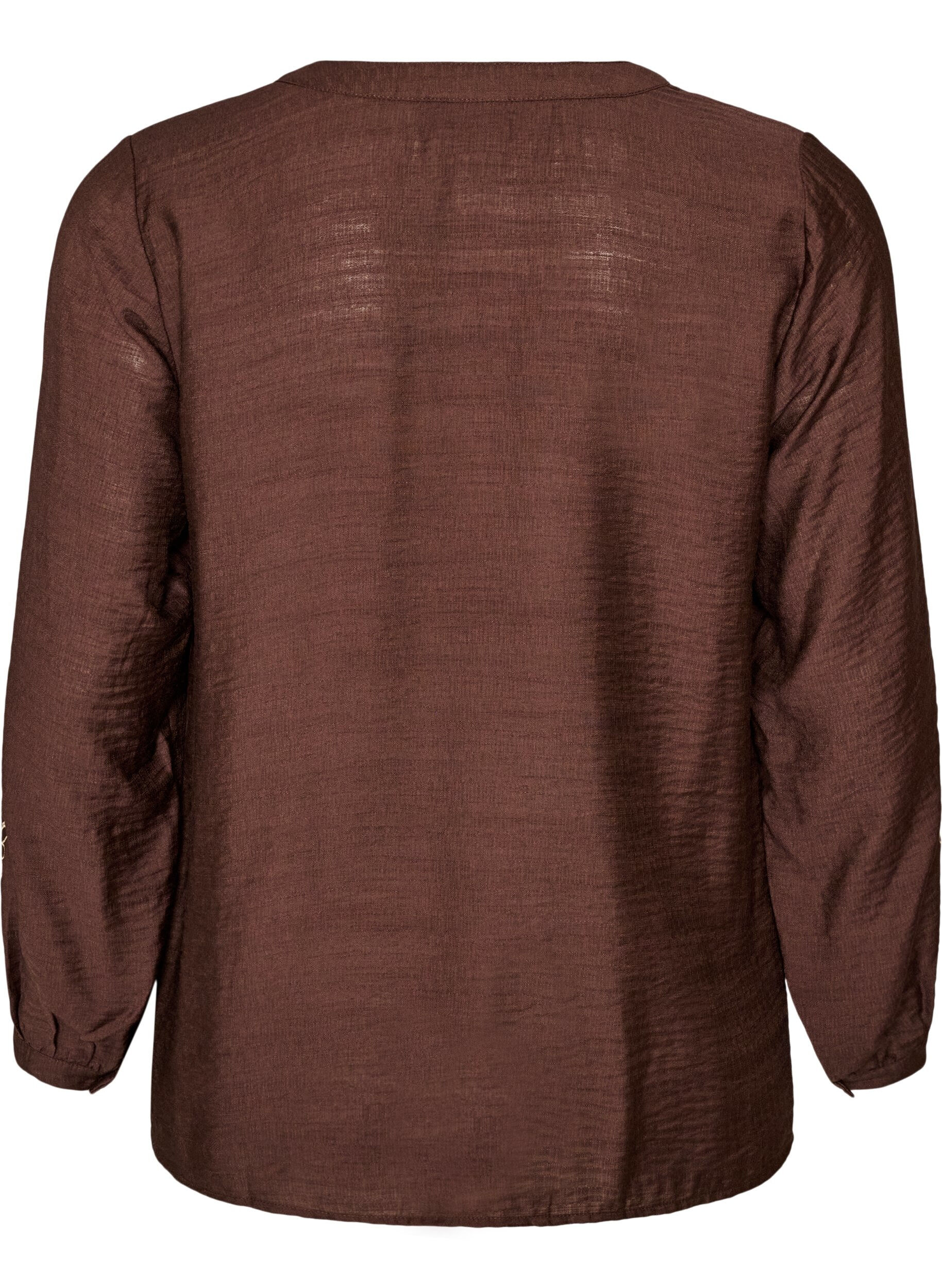 ZizziSkjorta i viskos med broderade &auml;rmar, Brun, Packshot image number 1