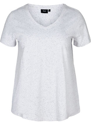 T-shirt med v-rigning, White, Packshot image number 0