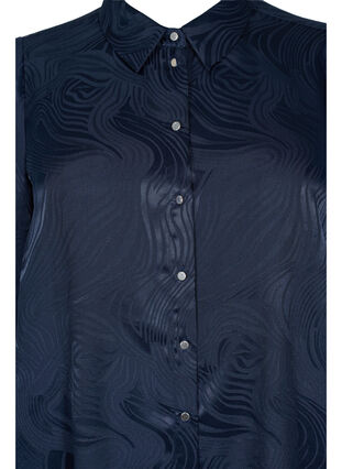Lång skjortklänning med ton-i-ton-mönster, Night Sky, Packshot image number 2