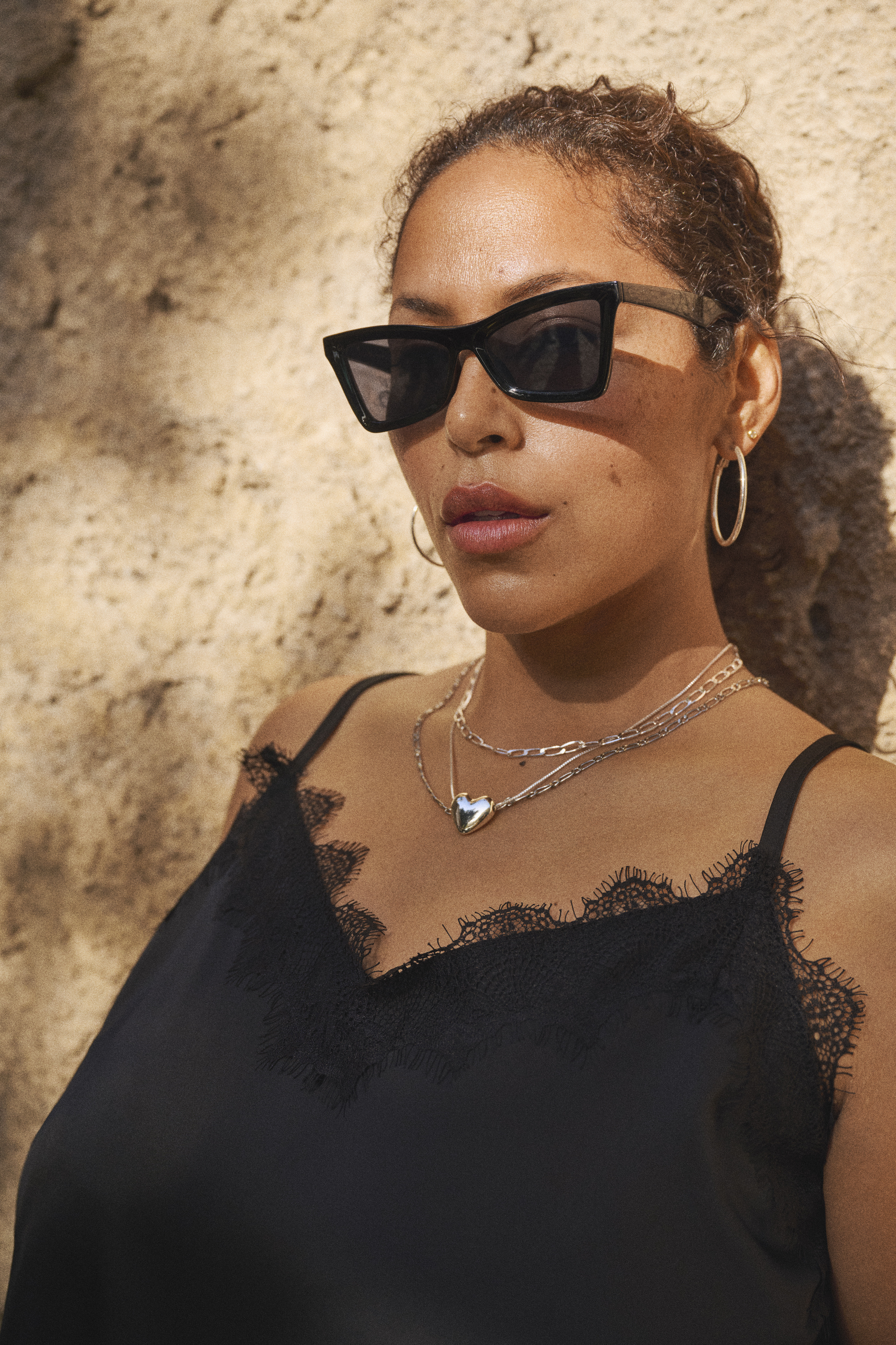 Zizzi Satinlook med spetskant, , Model