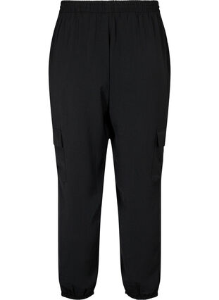 Enfärgade byxor med stora fickor, Black, Packshot image number 1