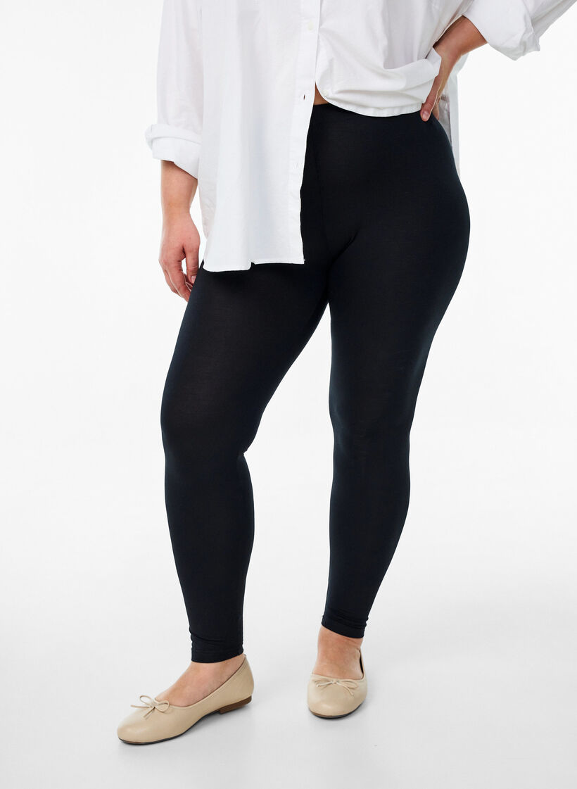 Basic leggings i viskos, Svart, Model image number 0