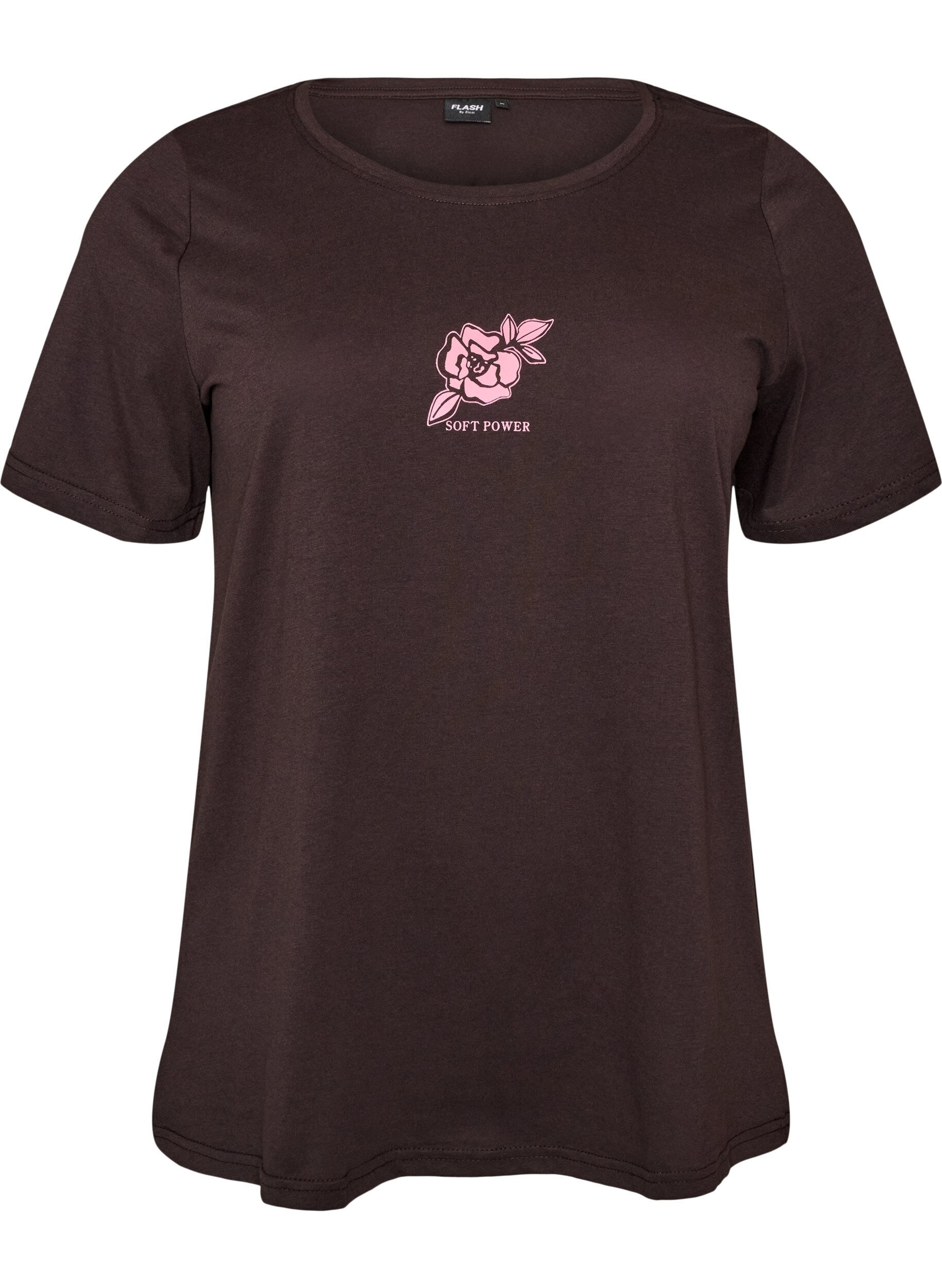 ZizziT-shirt med tryck, Brun, Packshot image number 0