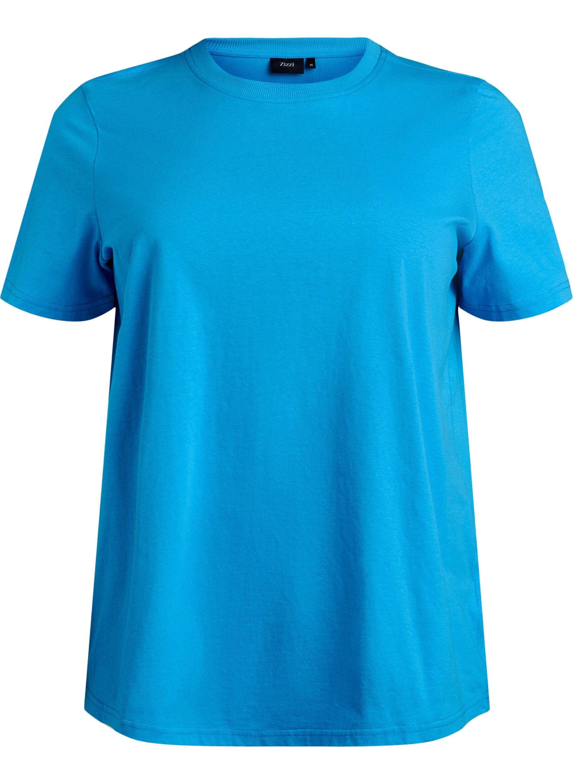 Enkel t-shirt i bomull med rund halsringning