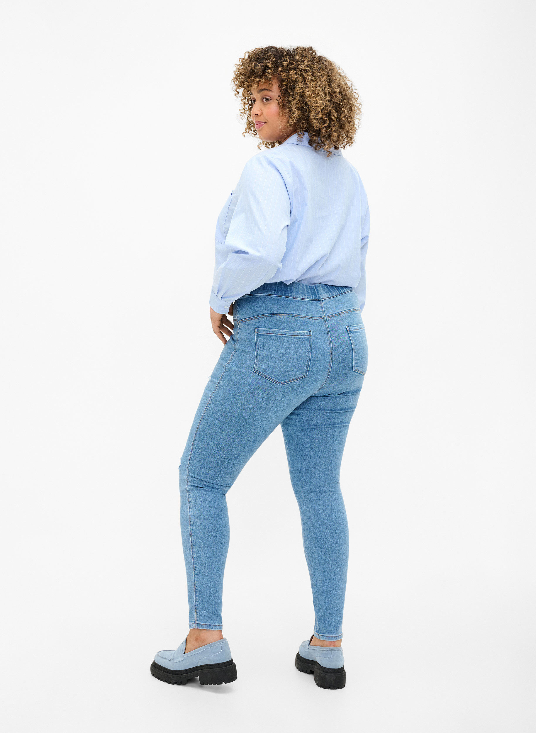 Zizzi Rippade jeggings, Light Blue, Model image number 1
