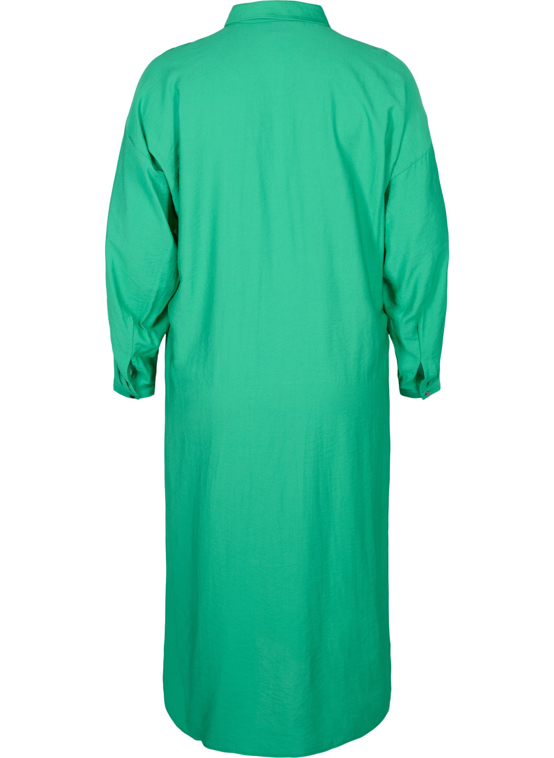 Zizzi Enf&auml;rgad skjortkl&auml;nning med slits i viskos, Mint, Packshot image number 1