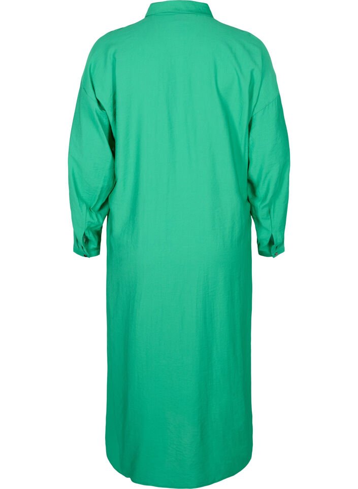 Enf&auml;rgad skjortkl&auml;nning med slits i viskos, Mint, Packshot image number 1