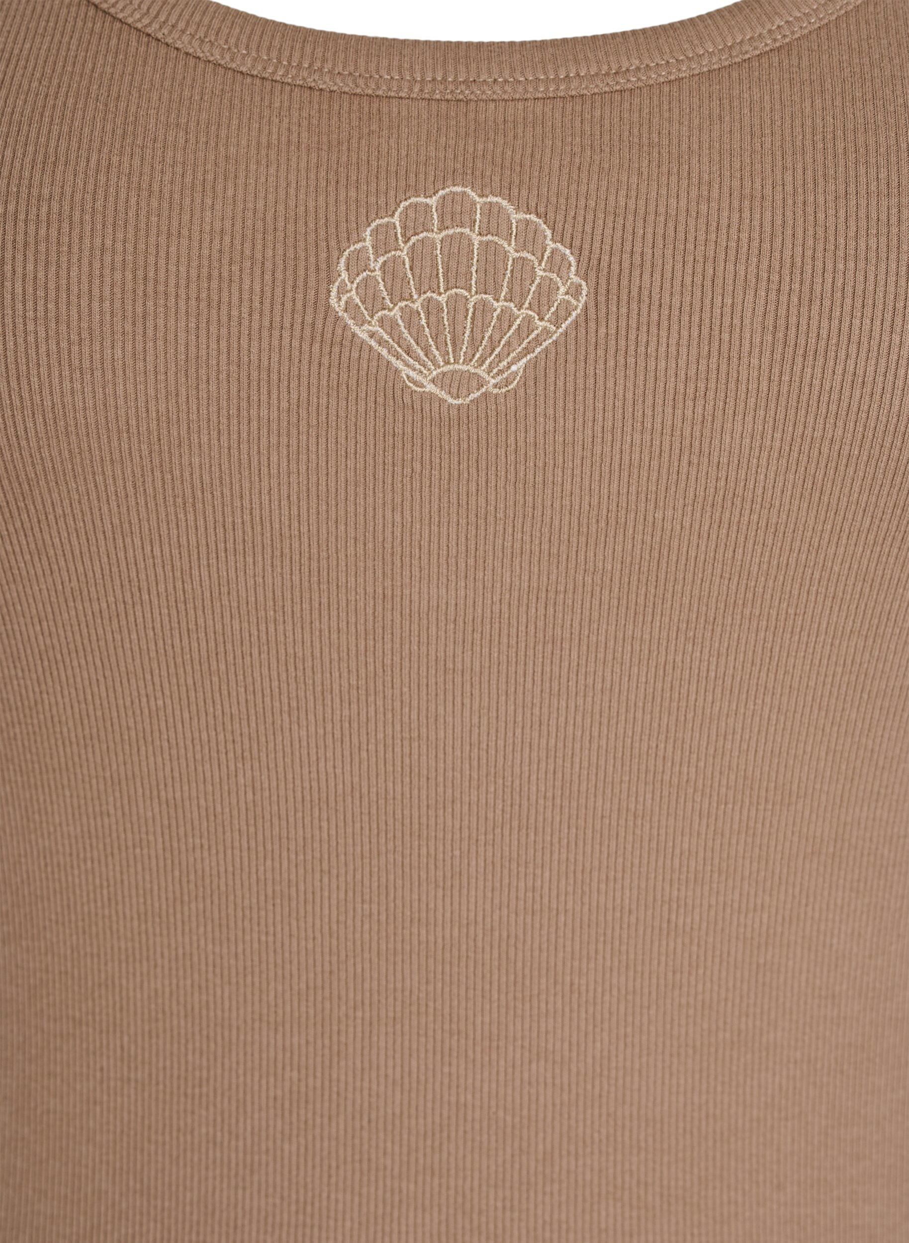 ZizziT&aring;tsittande topp med motiv, Brun, Packshot image number 2