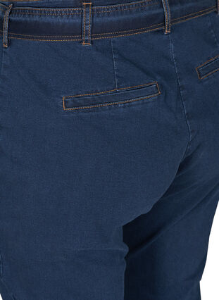 Croppade jeans med bälte, Blue denim, Packshot image number 3