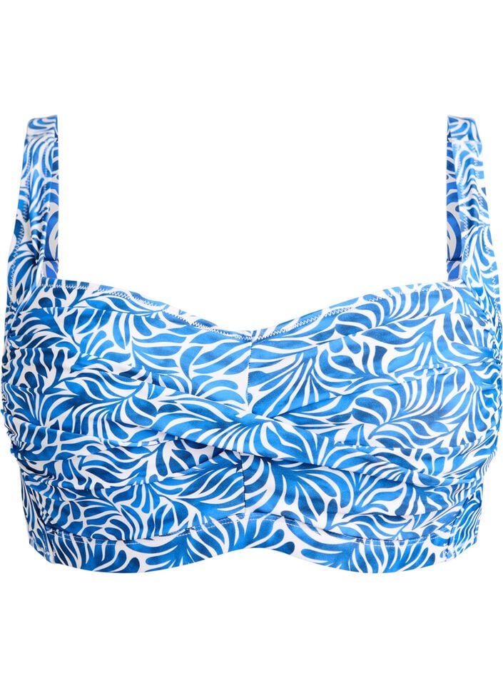 Vadderad bikinitopp med tryck, Bl&aring;, Packshot image number 0