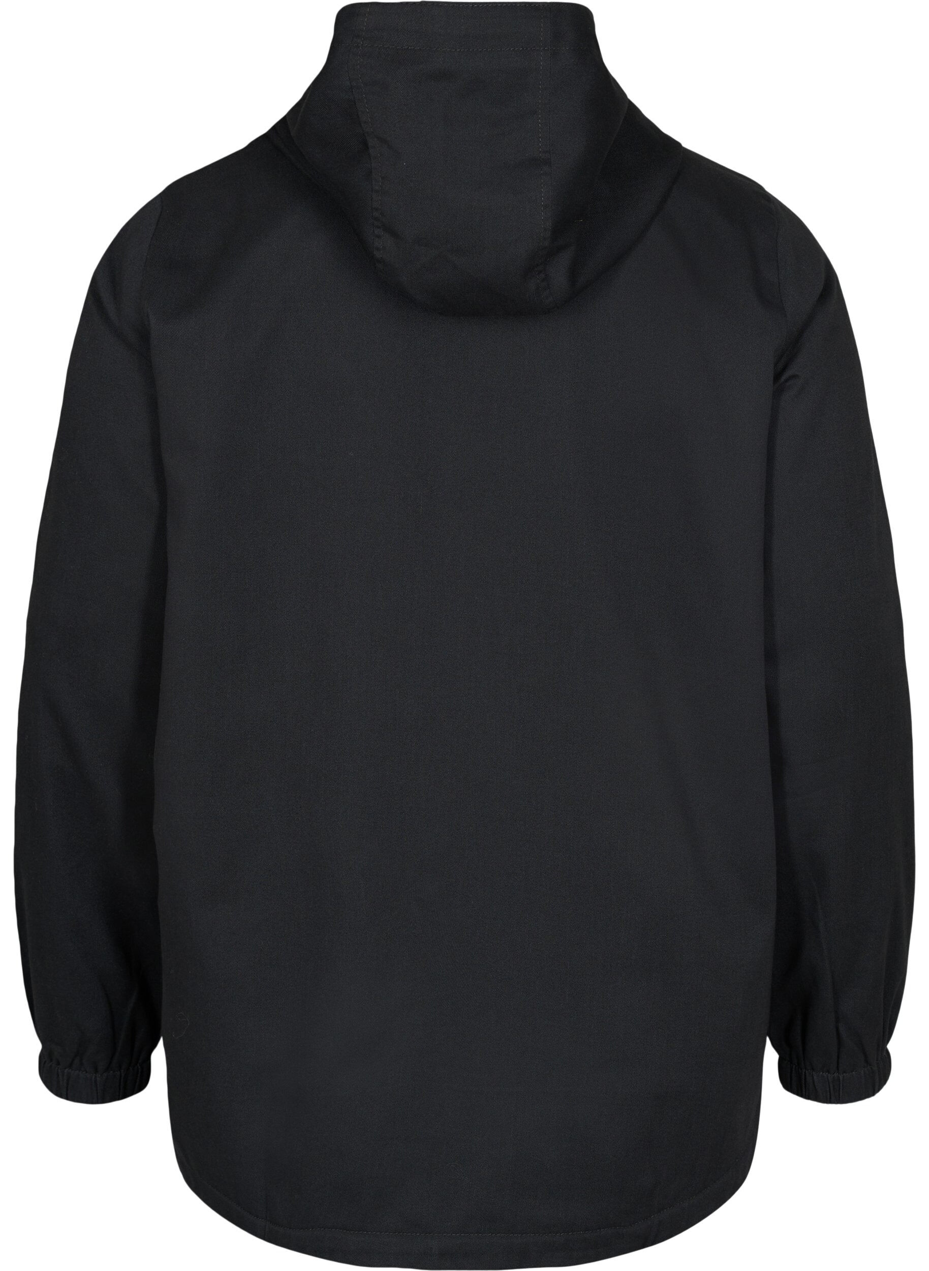 Zizzi Kort parkas med huva och justerbar nederkant, Black, Packshot image number 1