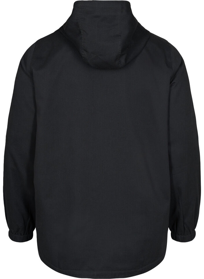 Kort parkas med huva och justerbar nederkant, Black, Packshot image number 1