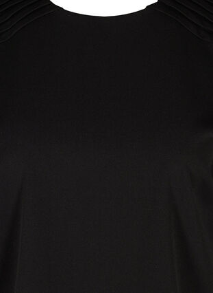 Blus med 3/4-ärmar och plissering, Black, Packshot image number 2