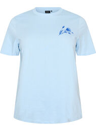 T-shirt i bomull med tryck, Bl&aring;