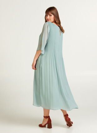 Plisserad klänning, Gray mist, Model image number 1