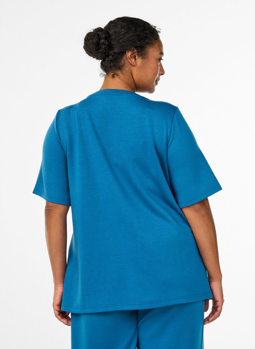 T-shirt i modalblandning, Bl&aring;, Model image number 2