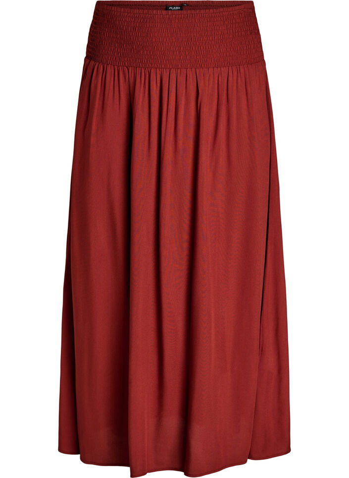 Maxikjol i viskos med smock, R&ouml;d, Packshot image number 0