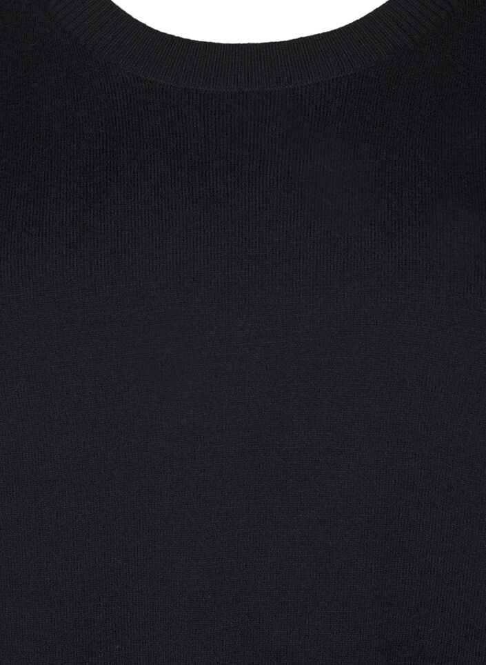 Stickad blus med rund hals, Svart, Packshot image number 2