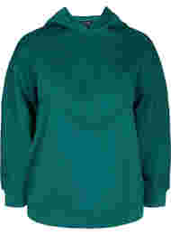 Sweatshirt med lös passform och huva, Deep Teal