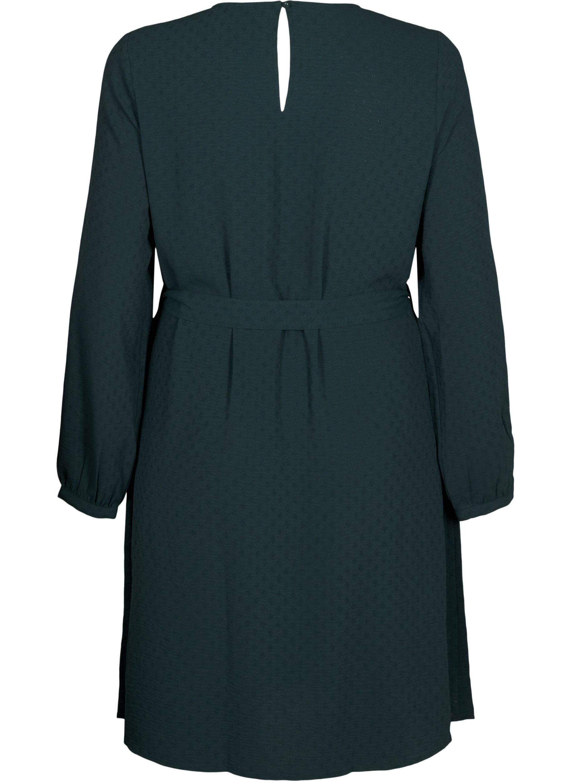 Zizzi Kort strukturerad kl&auml;nning med knytsk&auml;rp, Scarab, Packshot image number 1