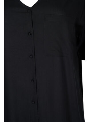 Kortärmad skjortklänning i viskos, Black, Packshot image number 2
