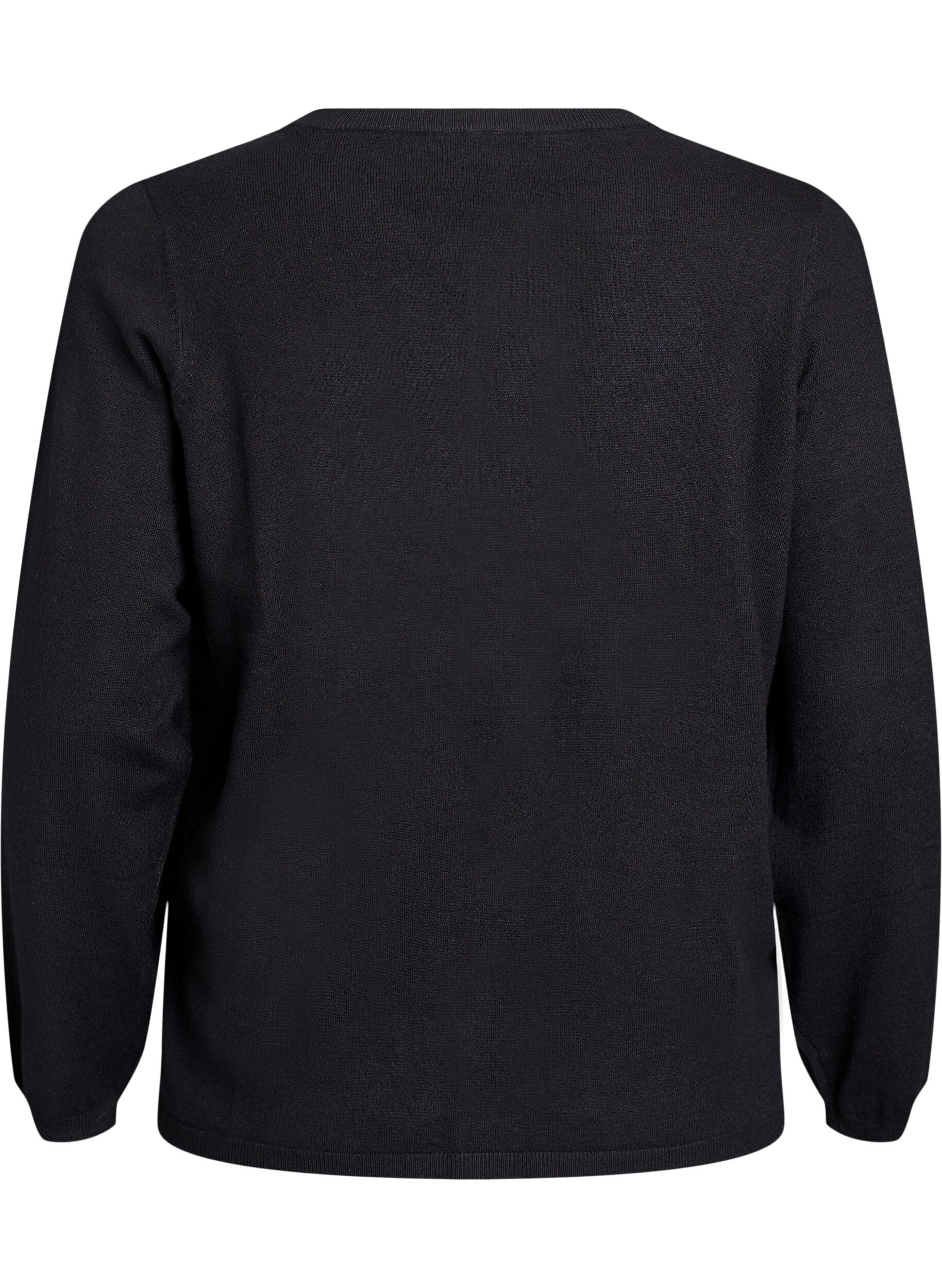 ZizziCardigan med runda knappar, Svart, Packshot image number 1