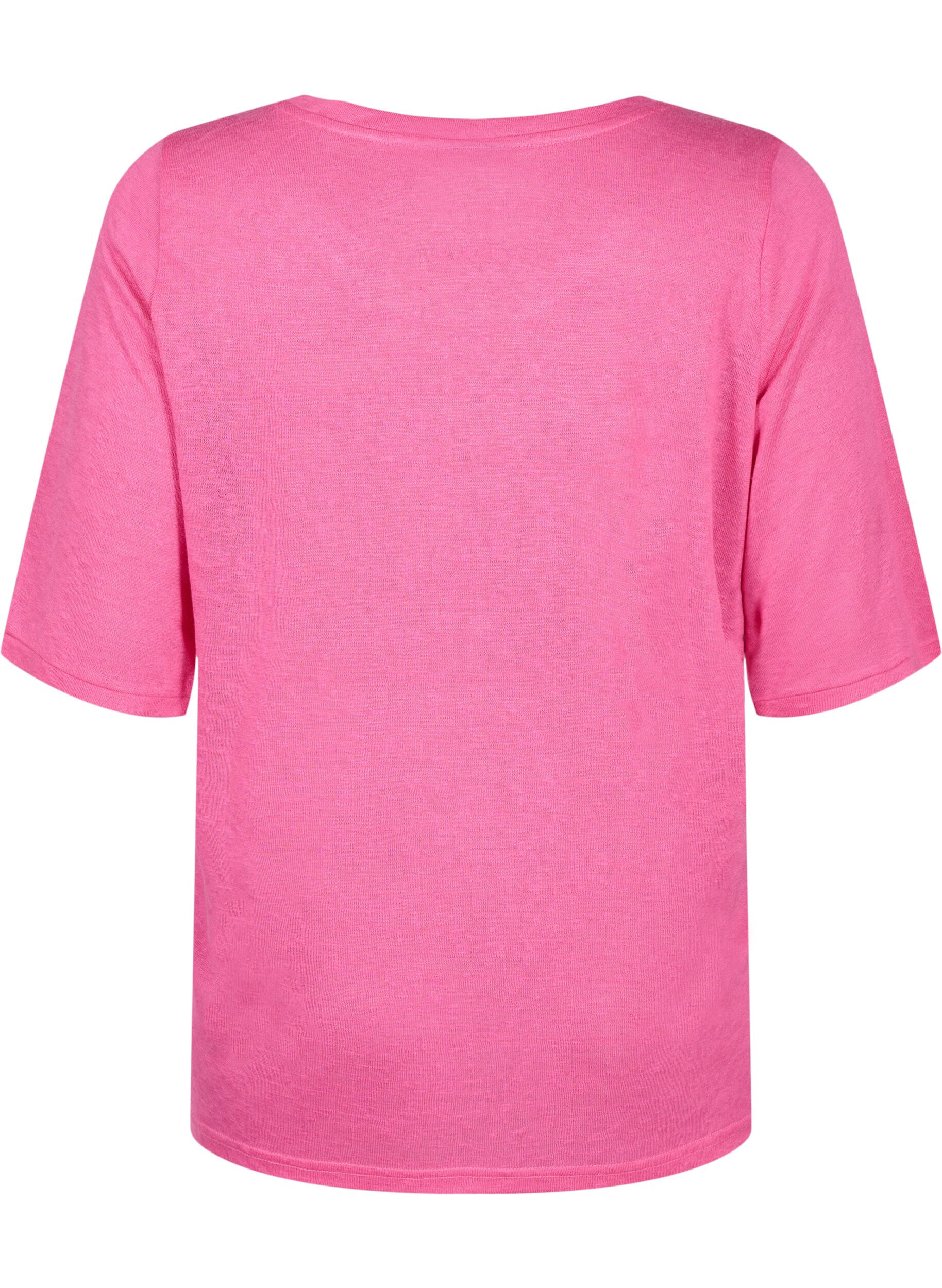 Zizzi Blus med 3/4-&auml;rmar, Shocking Pink, Packshot image number 1