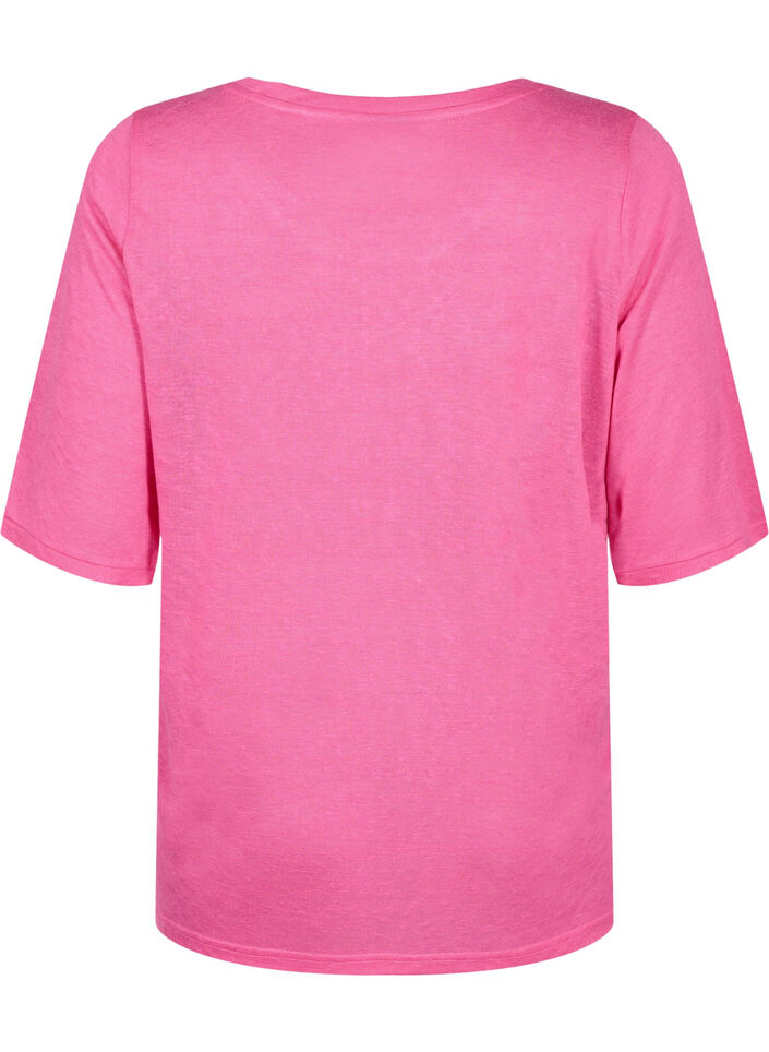 Blus med 3/4-ärmar, Shocking Pink, Packshot image number 1