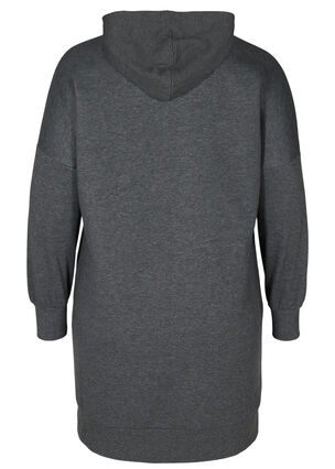 Långärmad sweatshirtklänning med , Dark Grey Melange, Packshot image number 1