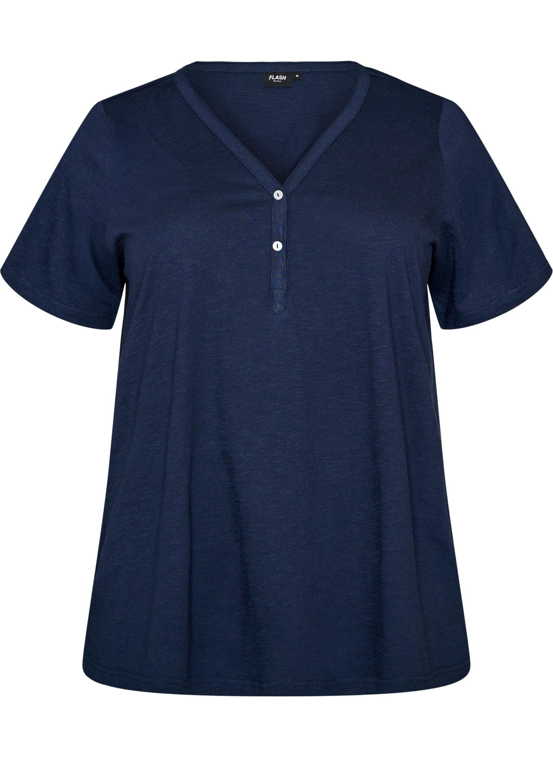 FLASH - T-shirt med knappdetalj
