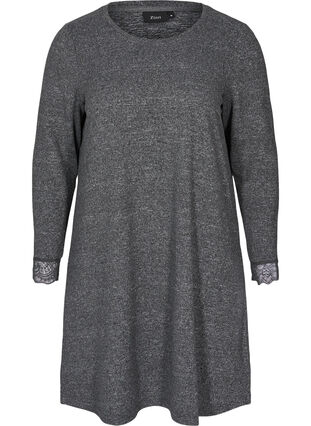 Klänning med långa ärmar, Dark Grey Melange, Packshot image number 0