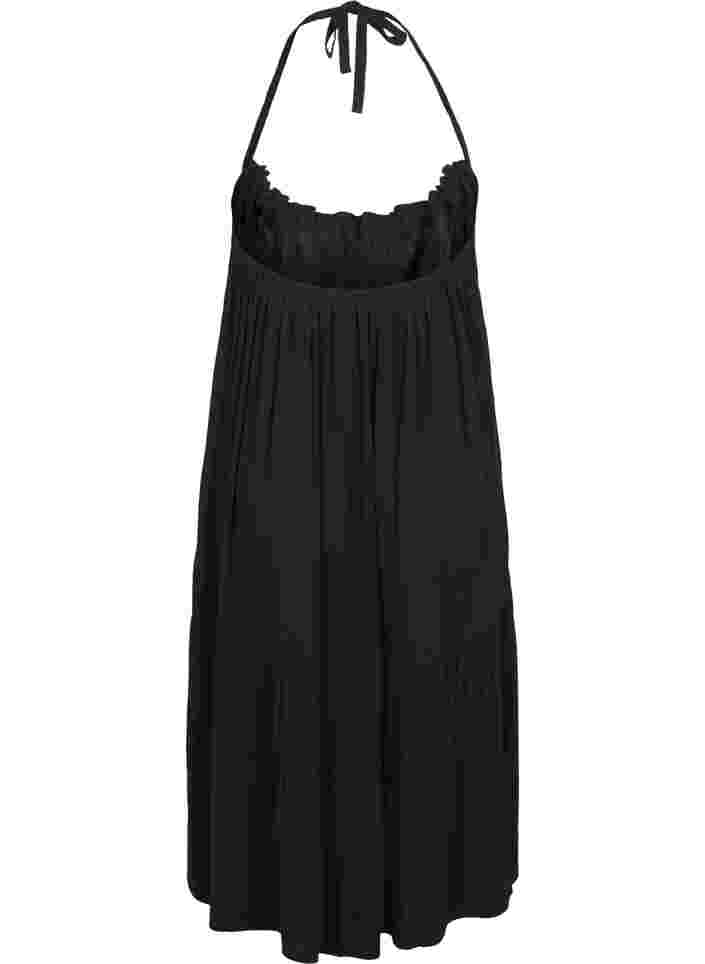 Lång strandklänning i viskos, Black, Packshot image number 1