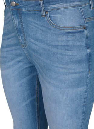Emily jeans i slim fit med normalhög midja , Blue denim, Packshot image number 2