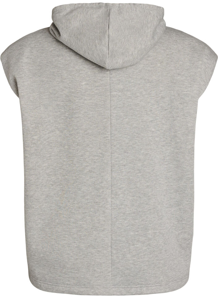 Sweatv&auml;st med huva och axelvaddar, Gr&aring;, Packshot image number 1