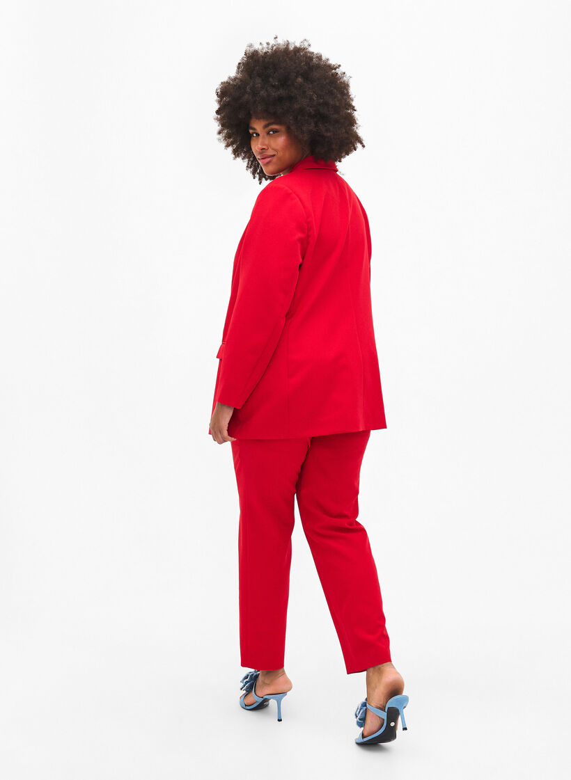 Kostymjacka med fickor och guldfärgade knappar, Tango Red, Model image number 1