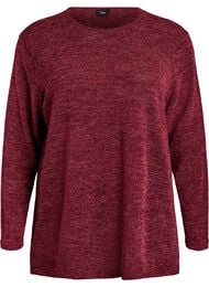 L&aring;ng&auml;rmad blus med textur, M&ouml;rk Bordeaux