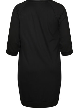 Klänning med 3/4-ärmar och revärer, Black, Packshot image number 1